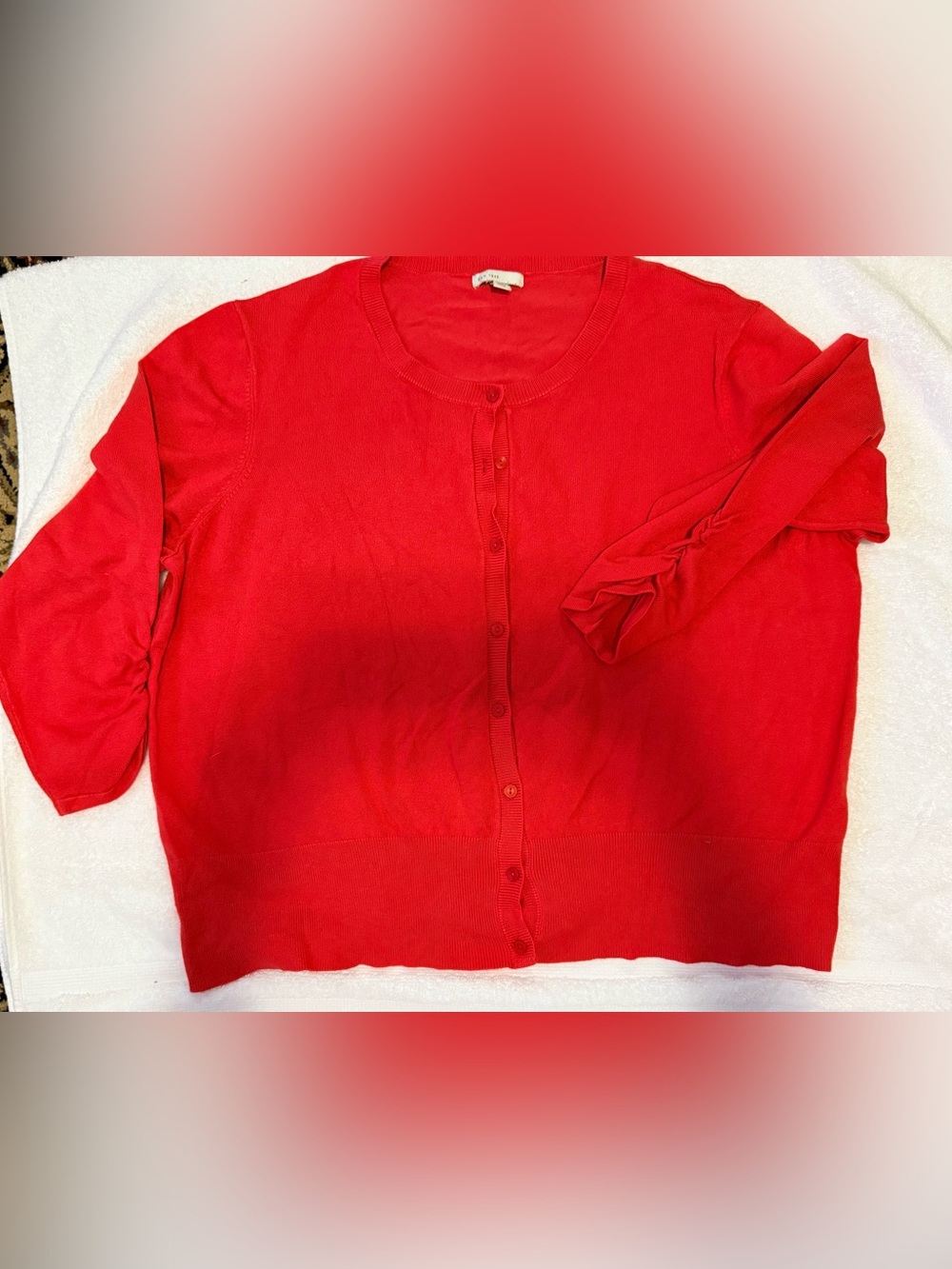 22/24 Cato Coral Button-Front Crewneck Cardigan